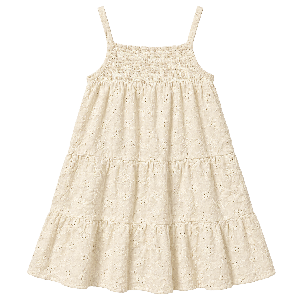 Cat & Jack Dress Size 5T White Eyelet Tiered Cotton 1