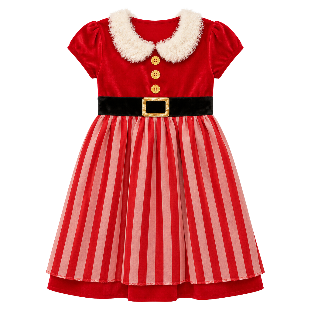 AME Christmas Nightgown Dress Size XS 4/5 Red Stripe Mrs Santa 1