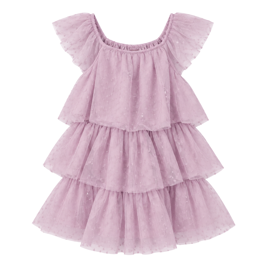 Disney Frozen Dress Size 5T Purple Ruffle Tulle Layered Princess 1