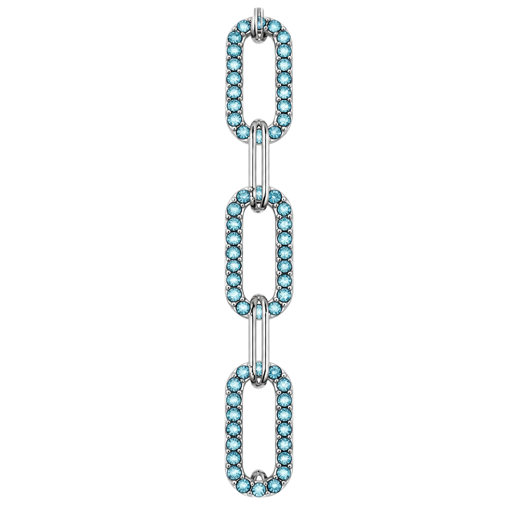 Blue Austrian Crystal Paper Clip Bracelet in Stainless Steel (7.50-9.50In) 1