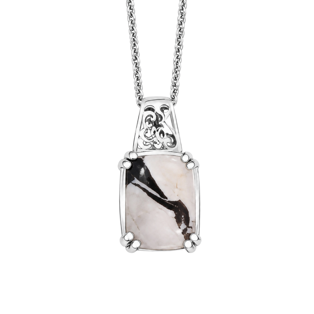 Dendritic Agate Pendant Necklace in 925 Sterling Silver 1