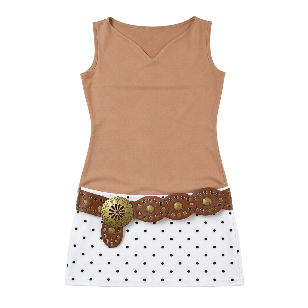 Y2K Vixen Cowl Neck Tank Top in Tan 1