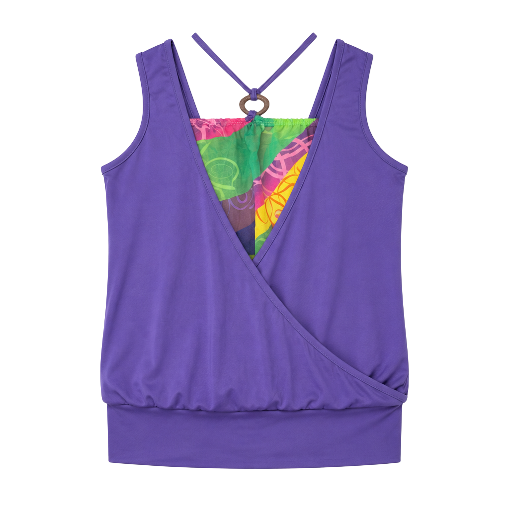 Y2K Purple Sleeveless Halter Neck Draped Top 1