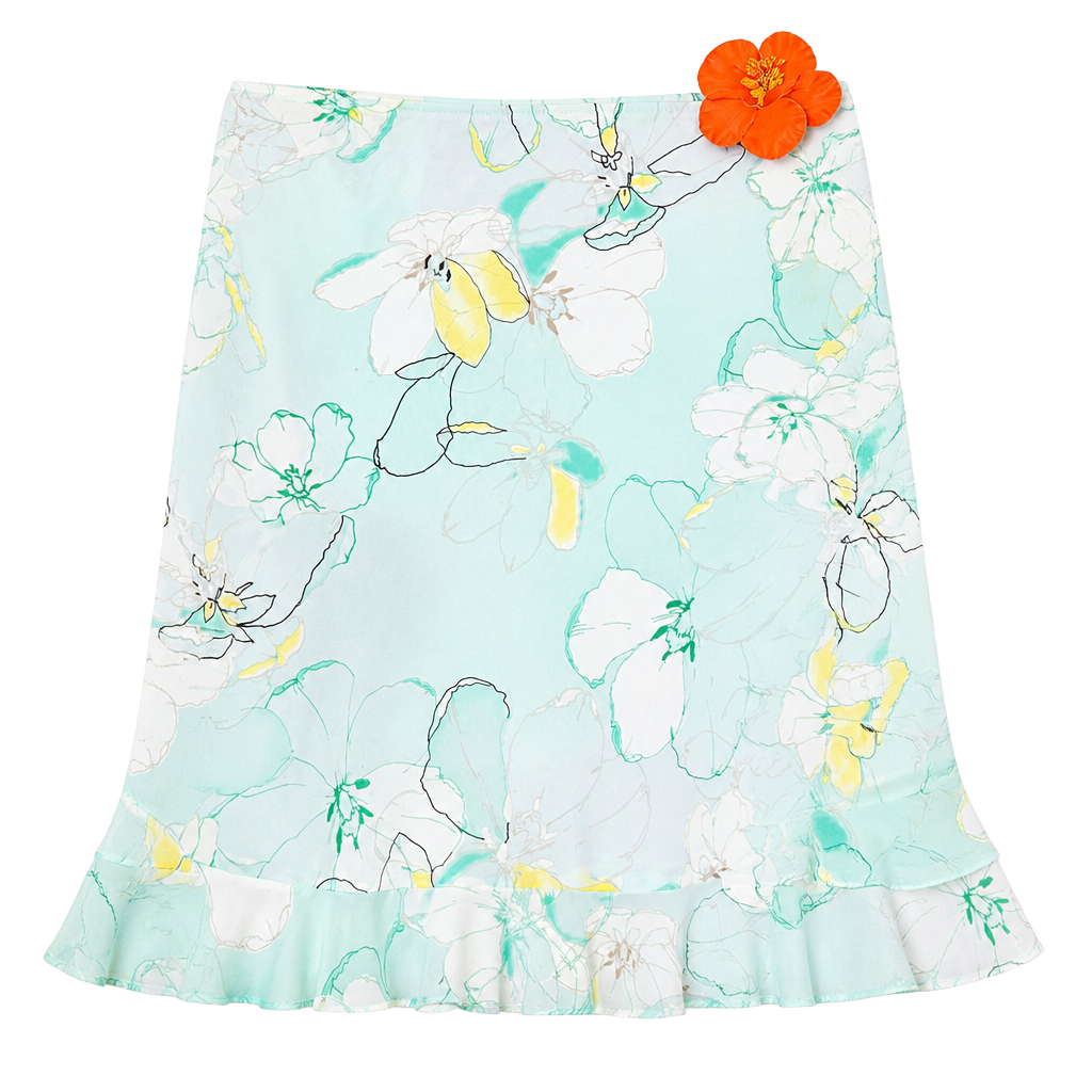 Apostrophe Women's Floral Print Midi Skirt with Ruffle Hem 1