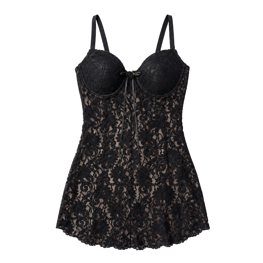 Vintage Grunge Lace Babydoll Lingerie Slip Dress 1