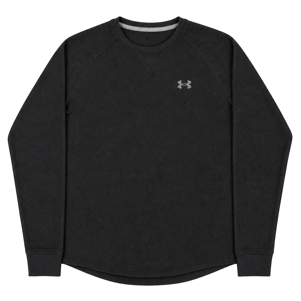 Under Armour Waffle Crew Long Sleeve Size Medium Black 1