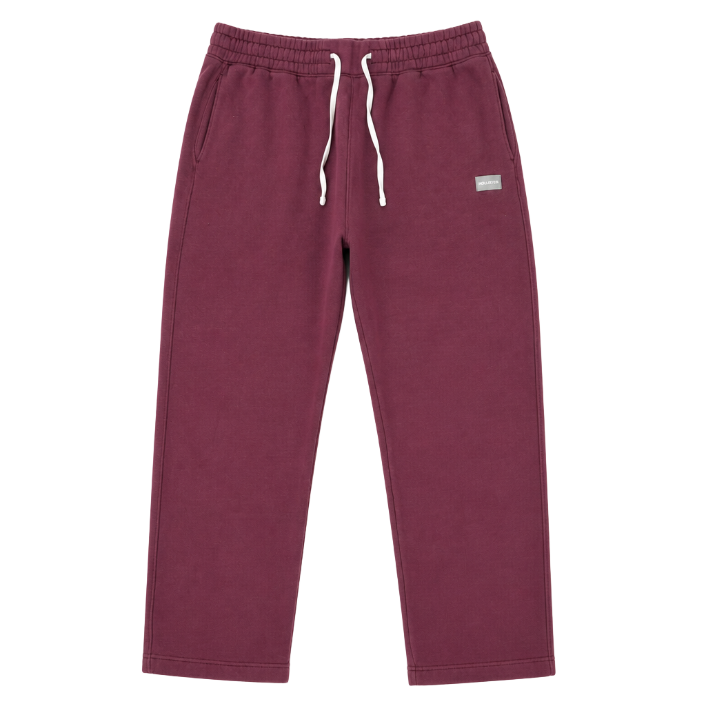 Hollister Sweatpants Large Burgundy Fleece Drawstring Joggers 1