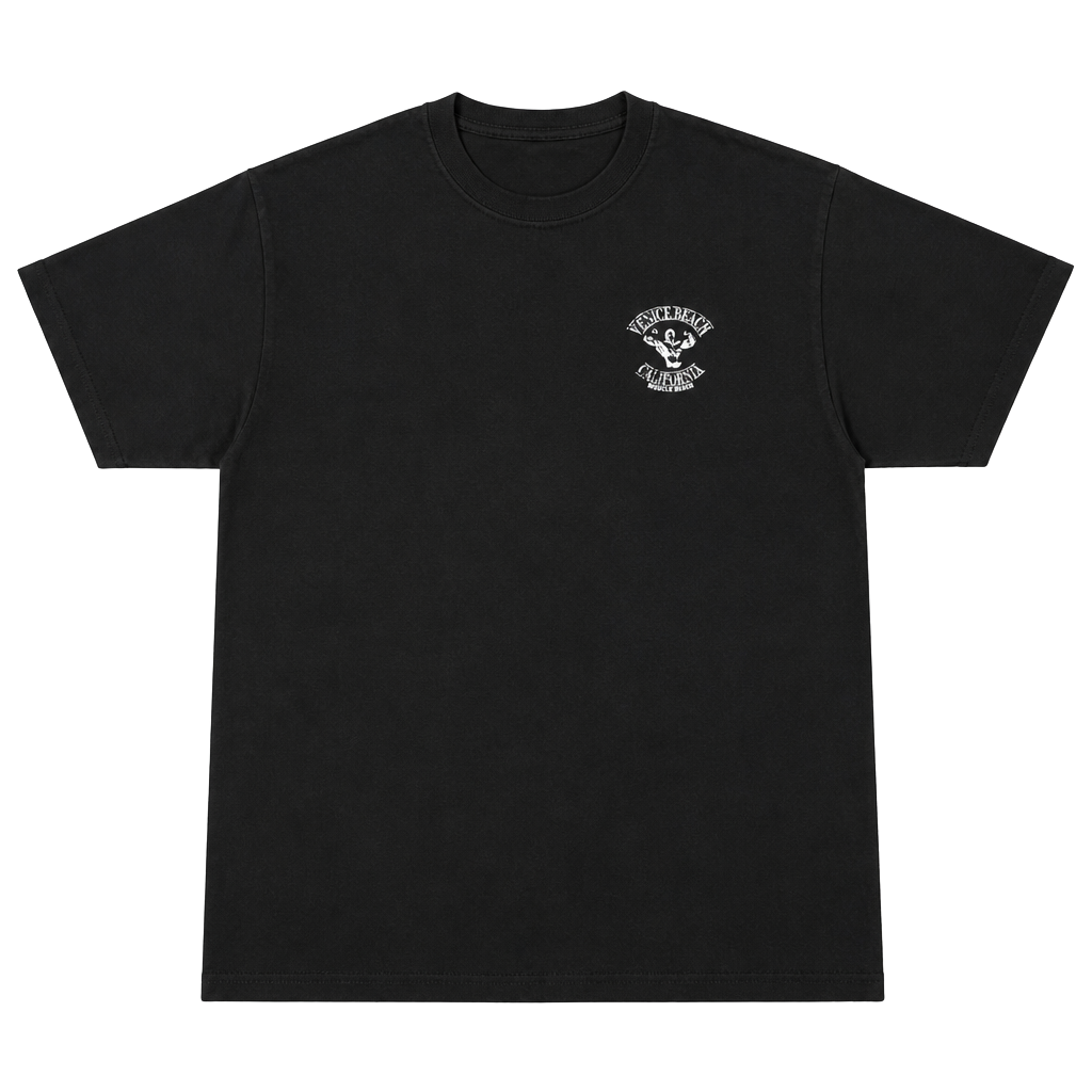 Gildan Venice Beach Muscle Beach T-Shirt Size L Black Graphic Tee 1