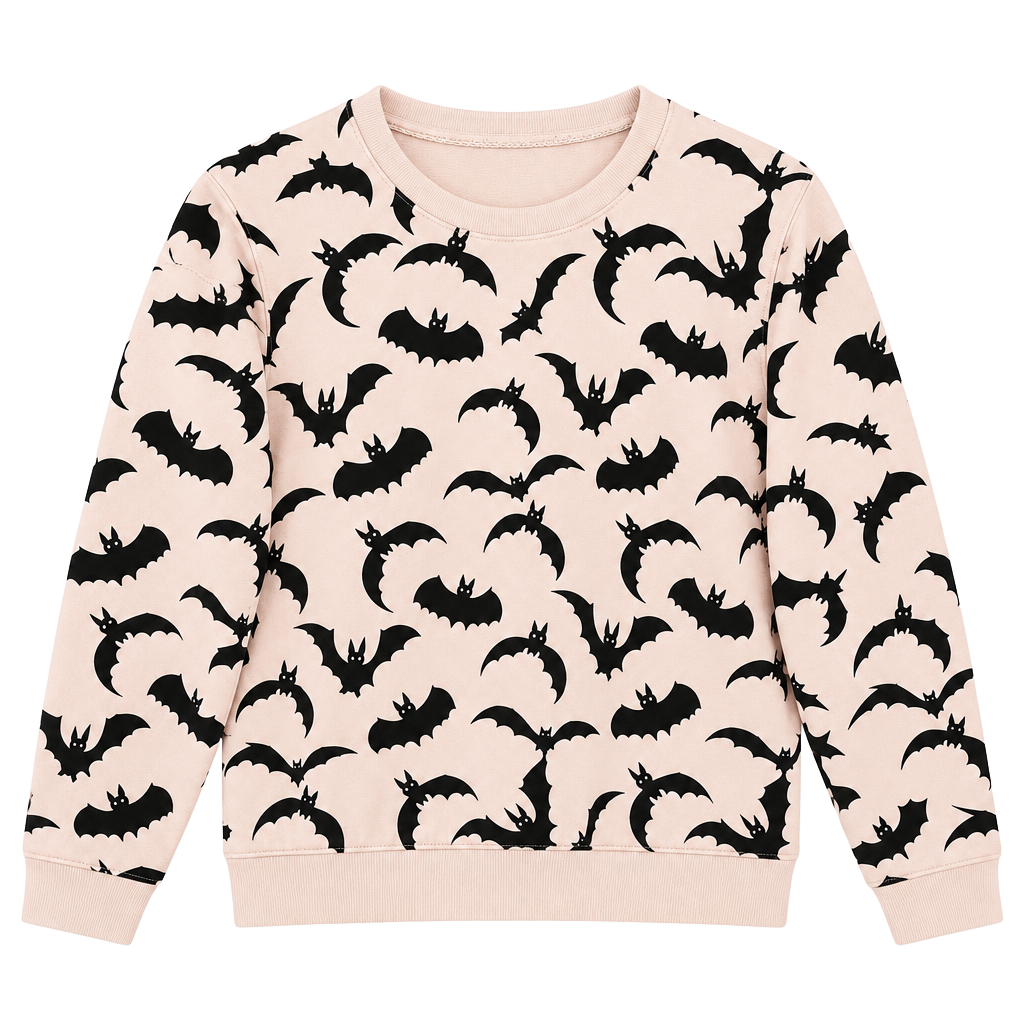 H&M Divided Bat Print Sweatshirt Size S Pink Black 1