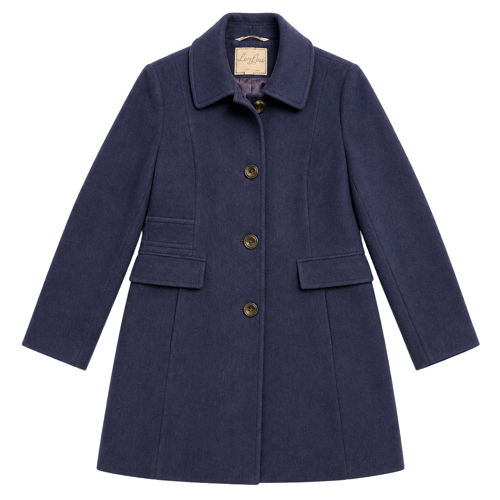 Larry Levine Women's Wool Blend Single Breasted Walking Coat Windsor Navy Size PL 1