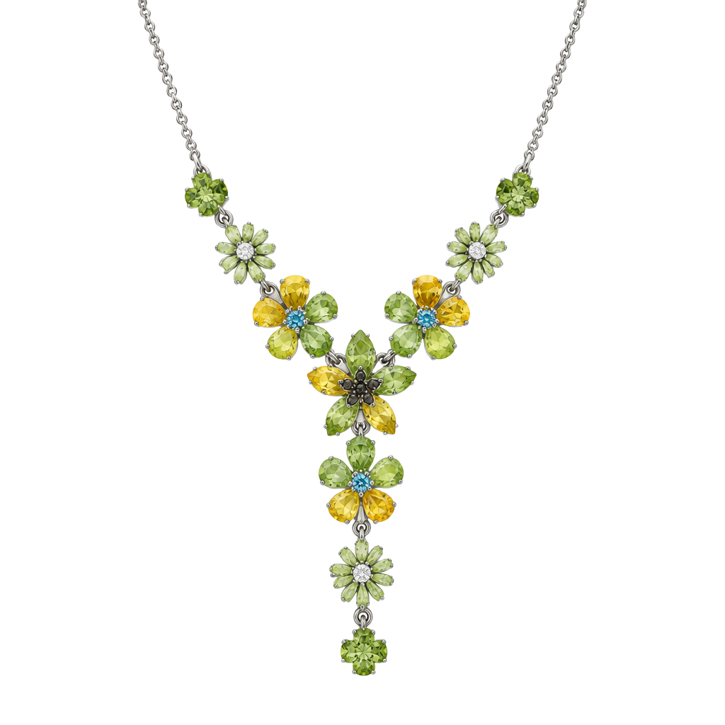 Colleen Toland Sage Green Enamel Flower Y Necklace 1