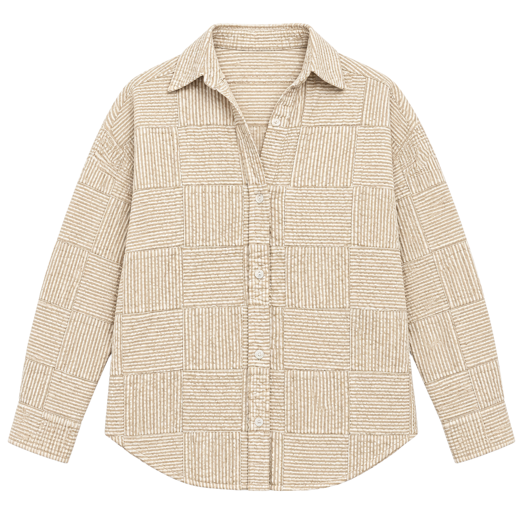 Cape Madras Patchwork Button-Down Shirt Size XL Beige Stripe 1