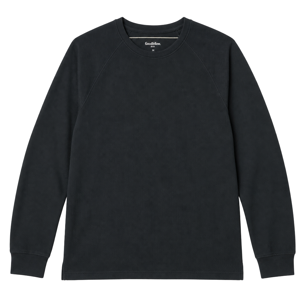 Goodfellow & Co Men's Thermal Waffle Knit Long Sleeve Crew Neck Top Medium Navy Blue 1