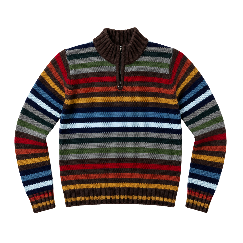 Old Navy Toddler 4T Multicolor Striped Quarter-Zip Wool Blend Sweater 1