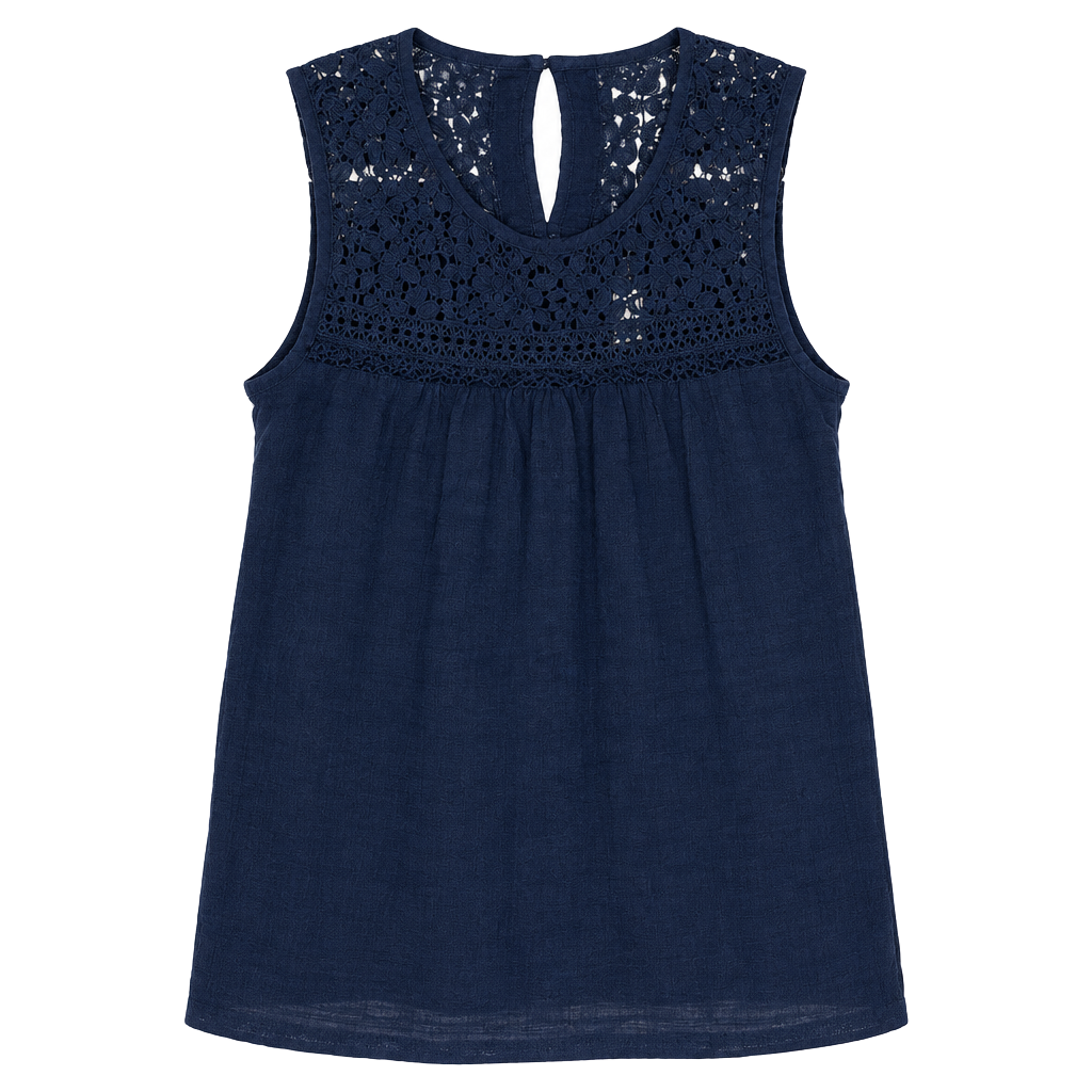 Max Studio Sleeveless Lace Top Size M Navy Blue 1