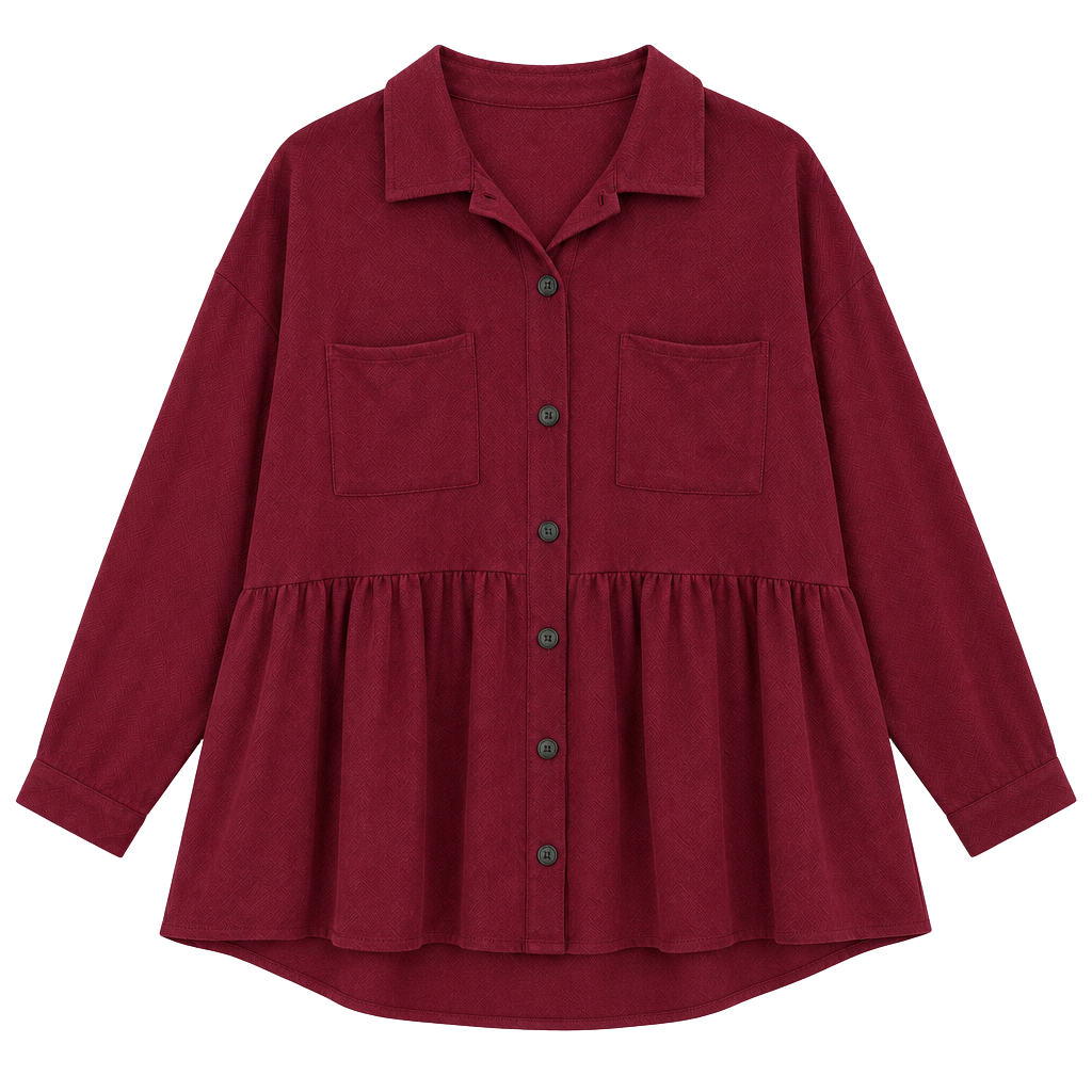 Heimish USA Shacket Size 2XL Crimson Solid Shirring 1