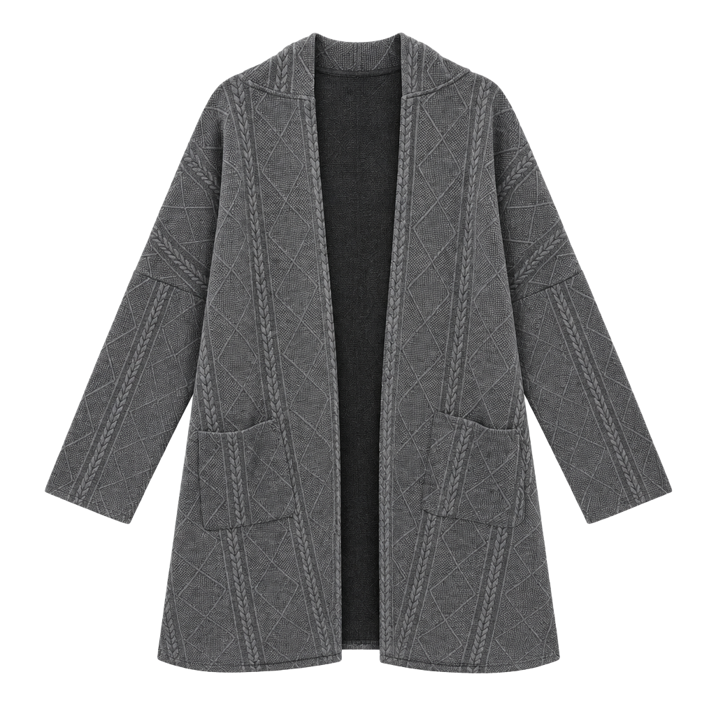 Gray Cable Knit Duster Cardigan 1