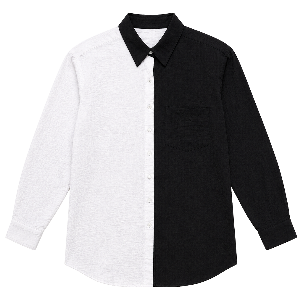 Say Anything Colorblock Button Down Shirt Size 3XL Black White Long Sleeve 1