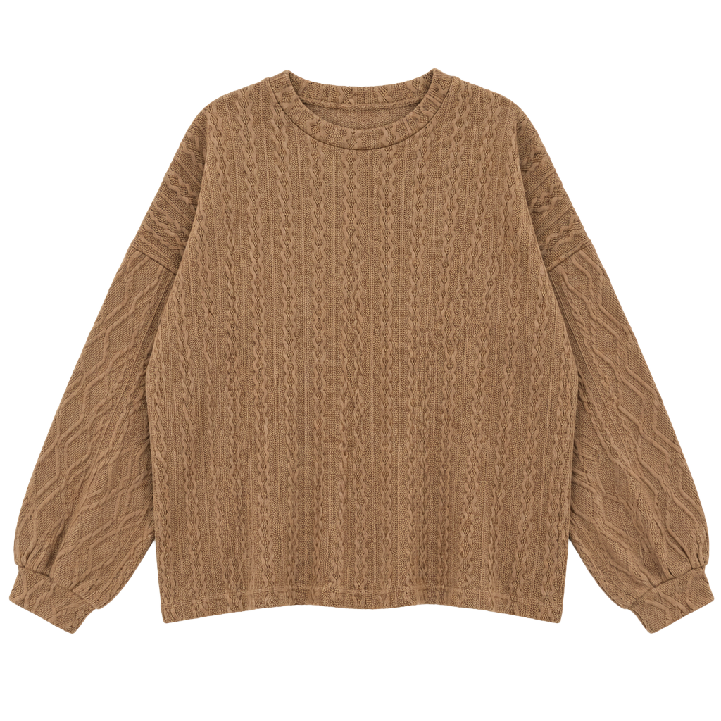 Grace & Emma Sweater Size 2XL Brown Cable Knit Long Sleeve 1
