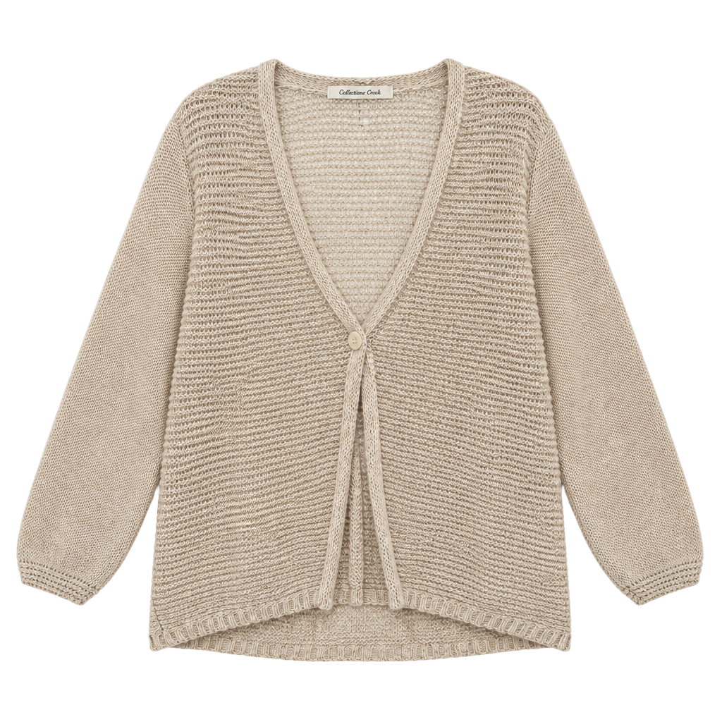 Coldwater Creek Cardigan Size XL 16 Beige Open Knit Sweater 1