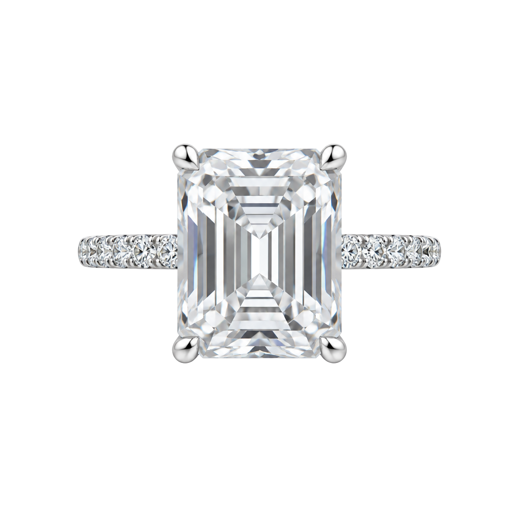 Emerald Cut Cubic Zirconia Statement Ring Silver 1