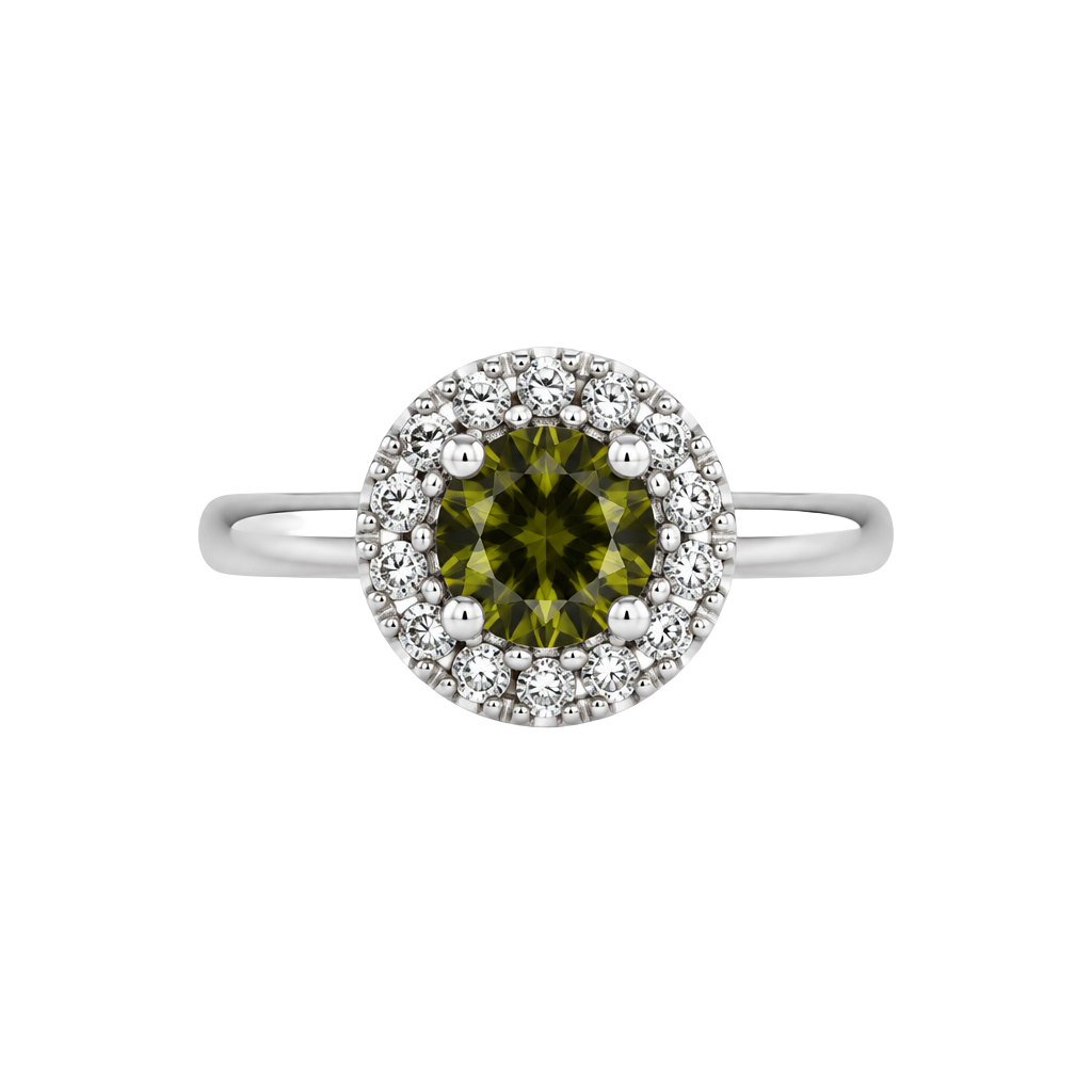 Green Gemstone Halo Ring Silver 1