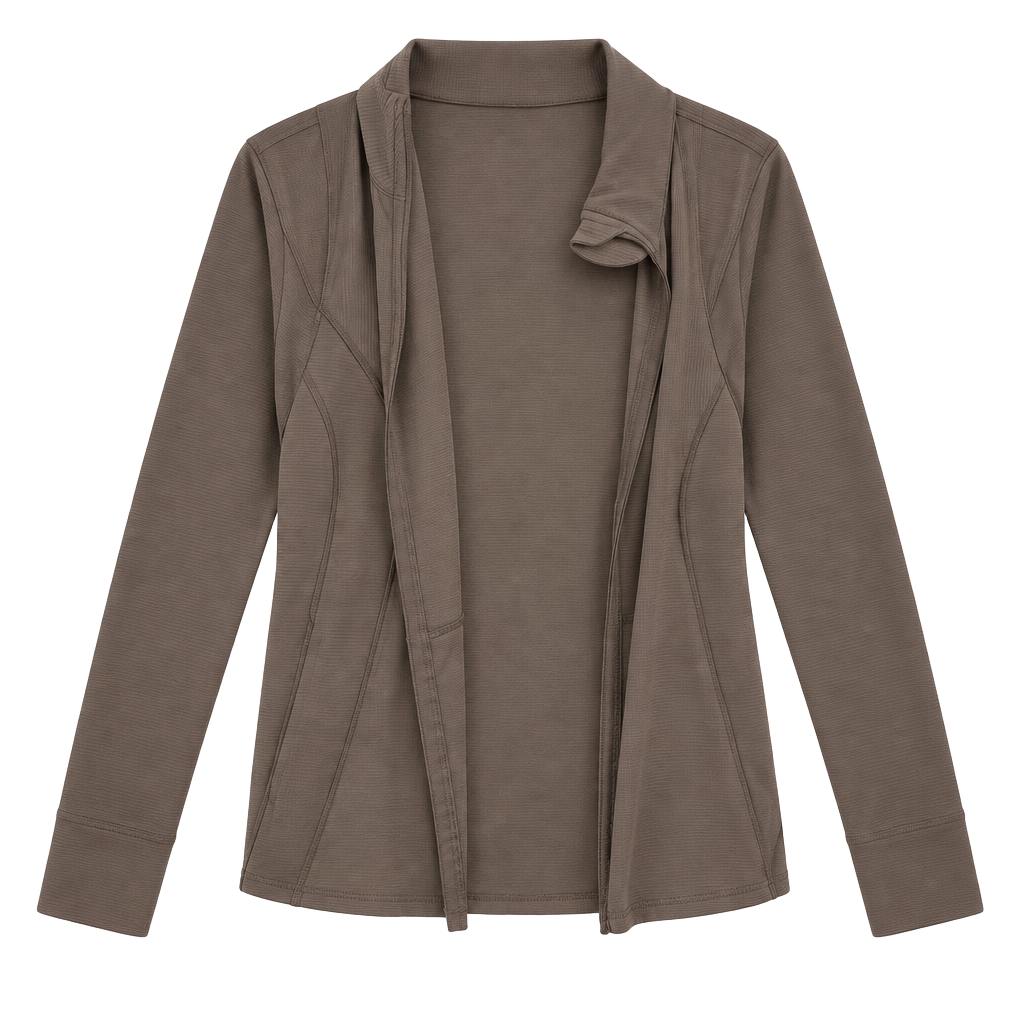 90 Degree by Reflex Zip Jacket Size L Brown Ribbed Athletic 1