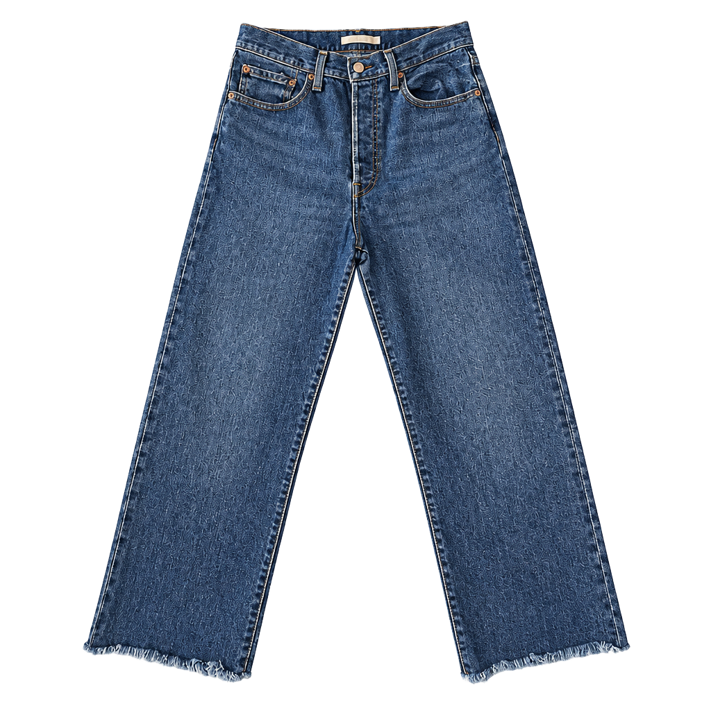 Levi's Ribcage Straight Jeans Size 30 Raw Hem Dark Wash 1