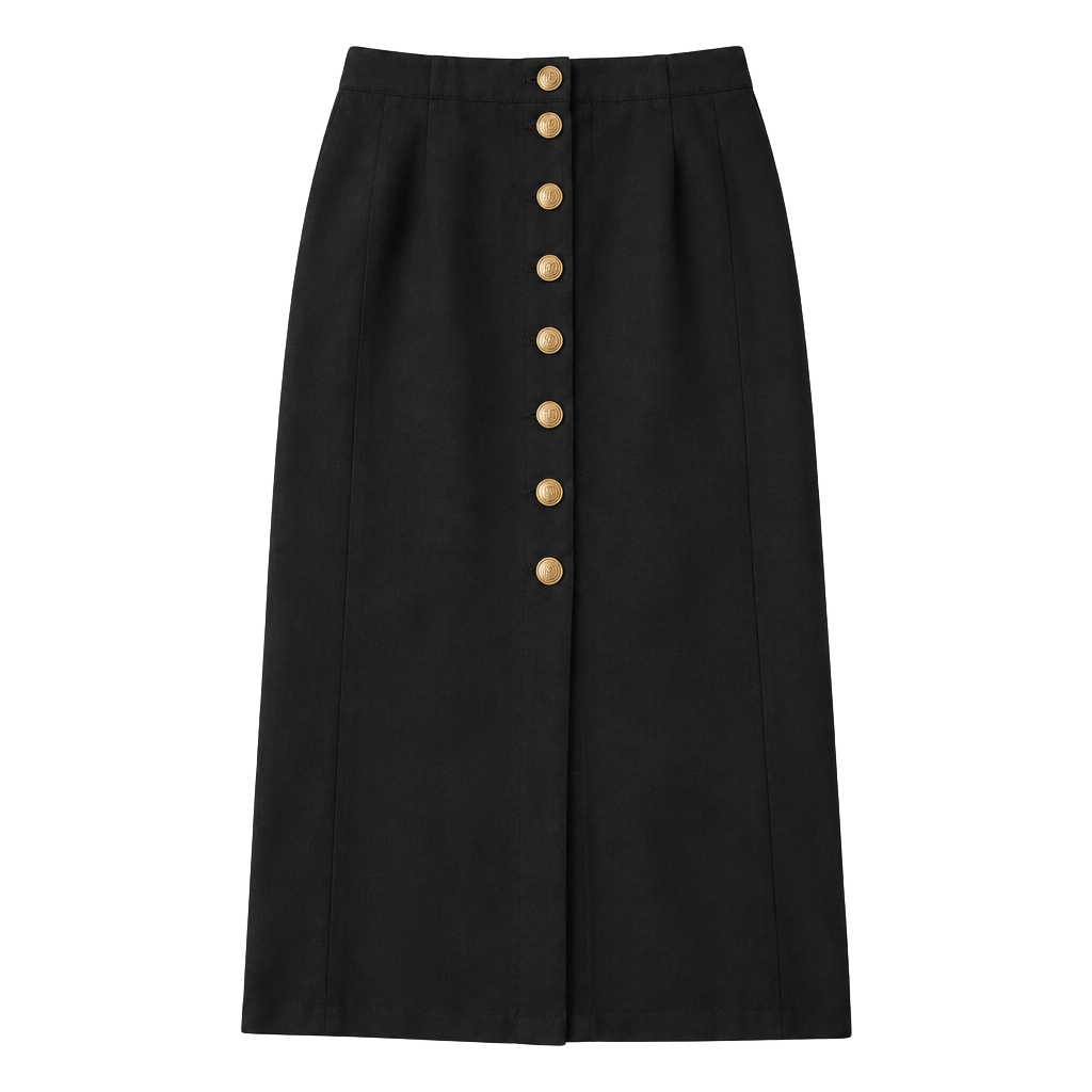VTG Sergio Sant' Angelo Black 100% Wool Button Front Skirt Golden Collection 1