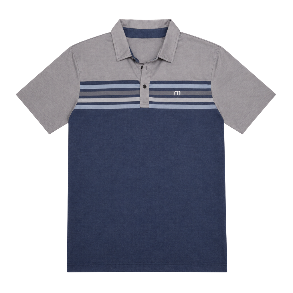 TravisMathew Striped Golf Polo Shirt Size S Gray Blue Short Sleeve 1
