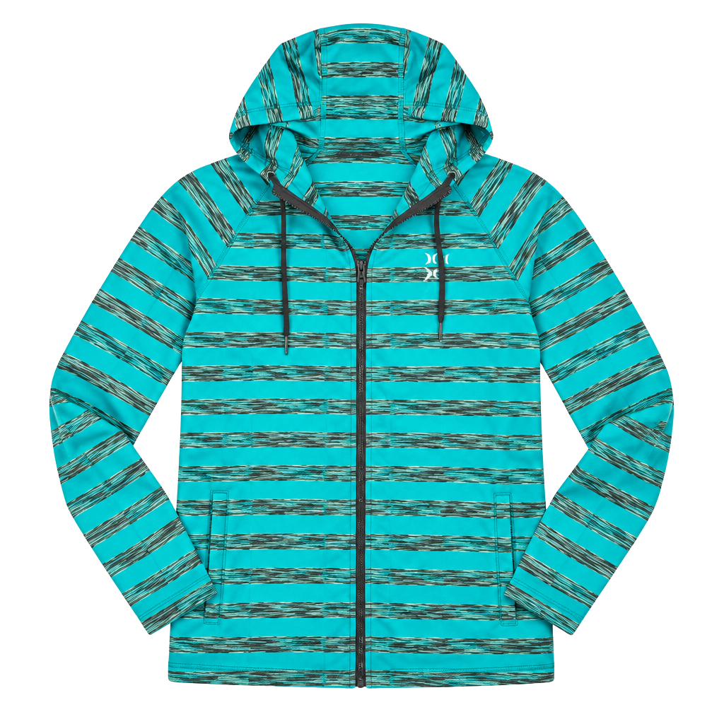 Lukka Active Hoodie Size XL Turquoise Striped Full Zip 1
