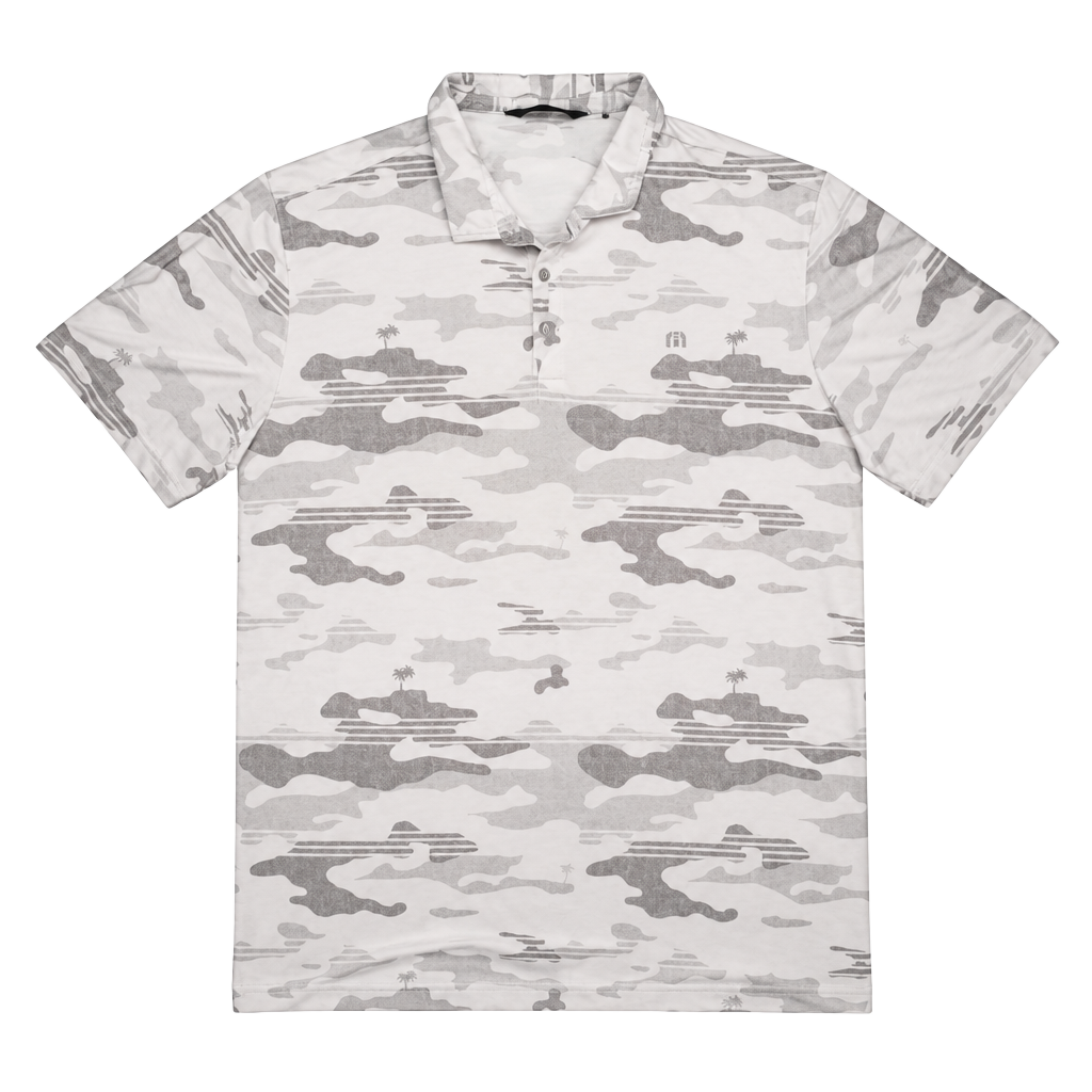 TravisMathew Skywind Polo Size XXL White Gray Camo Golf Shirt 1