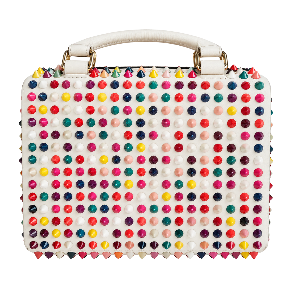 Christian Louboutin Loubiposh Studded Clutch Bag White Multicolor 1
