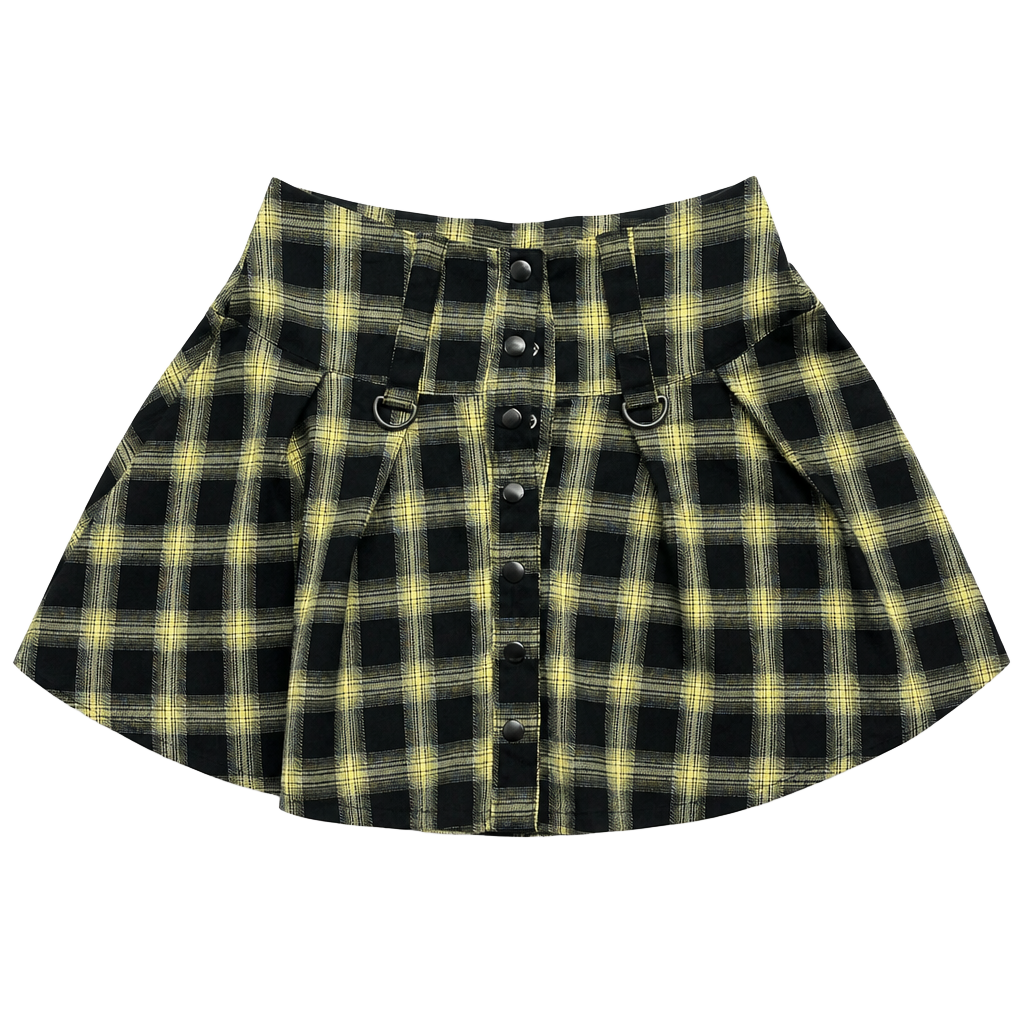 Hot Topic Plaid D-Ring Button Front Skirt Size SM 1