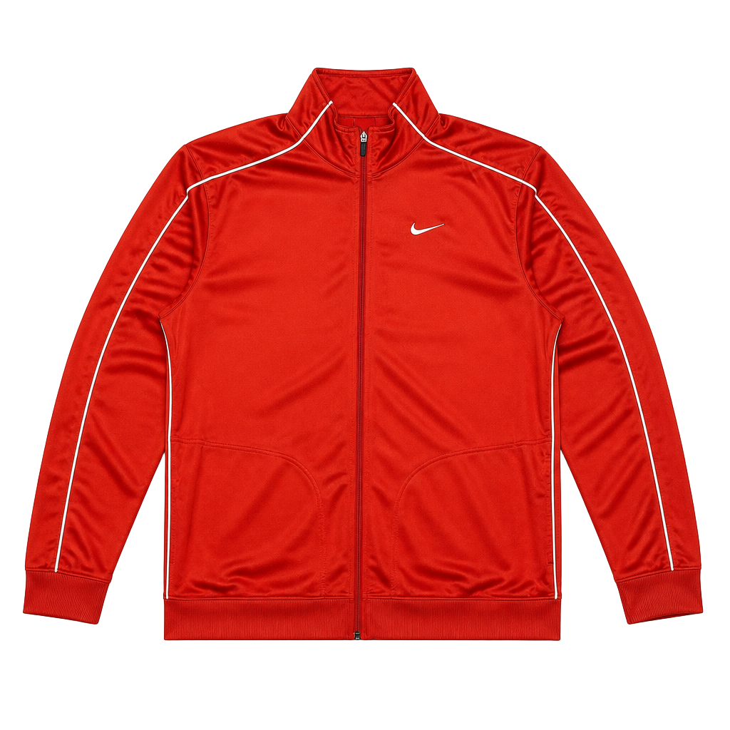 Nike Vintage Red Full Zip Track Jacket with White Piping Size XXL 1
