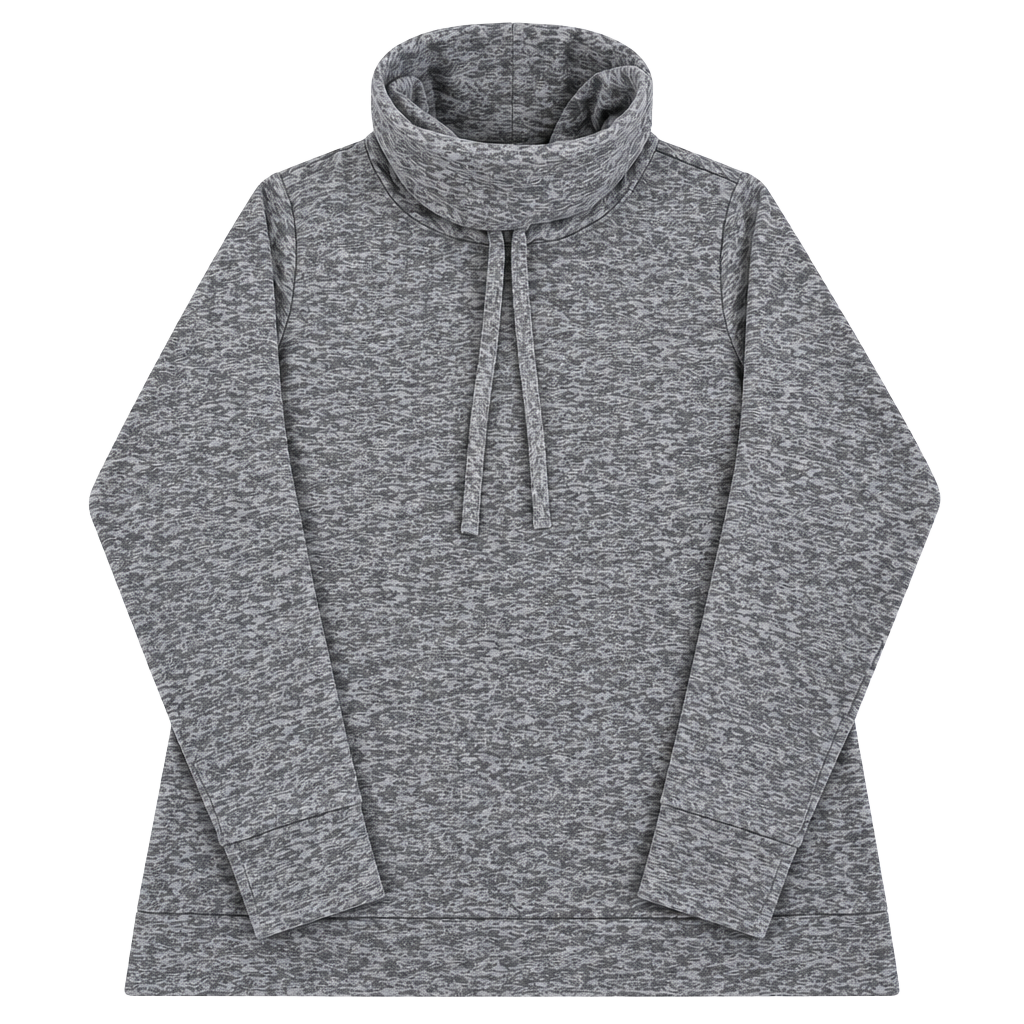 STOIC Cowl Neck Athletic Pullover Top Grey Space Dye long sleeve winter running sports 1