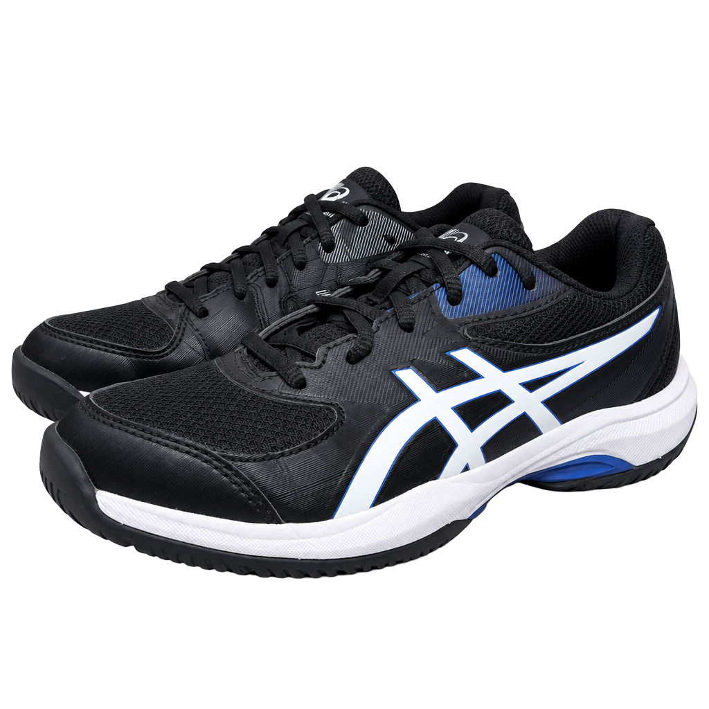 ASICS Gel-Game GS Size 3 Black White Blue Tennis Shoes Athletic Sporty Sneakers 1