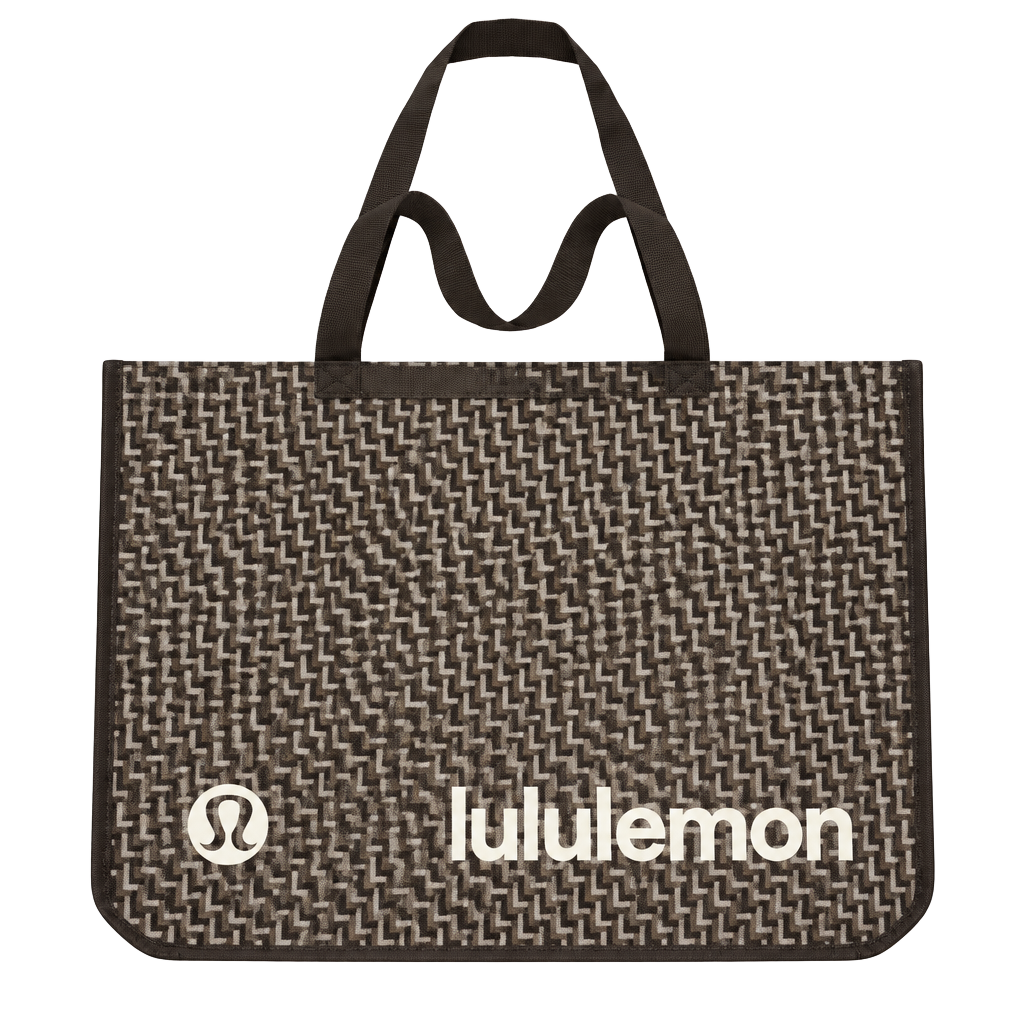 Lululemon Reusable Shopping Tote Bag Brown Geometric Pattern 1