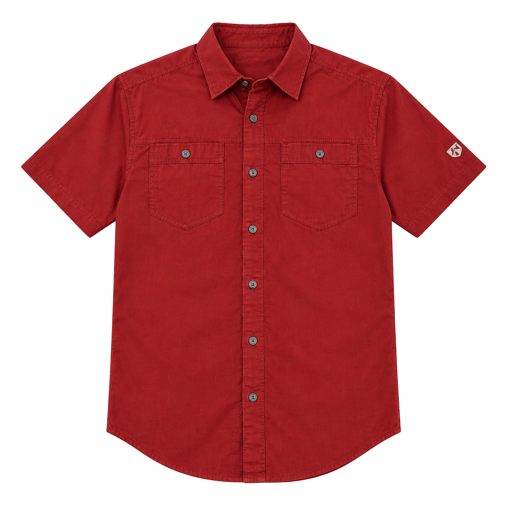 KUHL Men’s Size Small Red Short Sleeve Button Up Shirt Outdoor Gorpcore Hiking 1