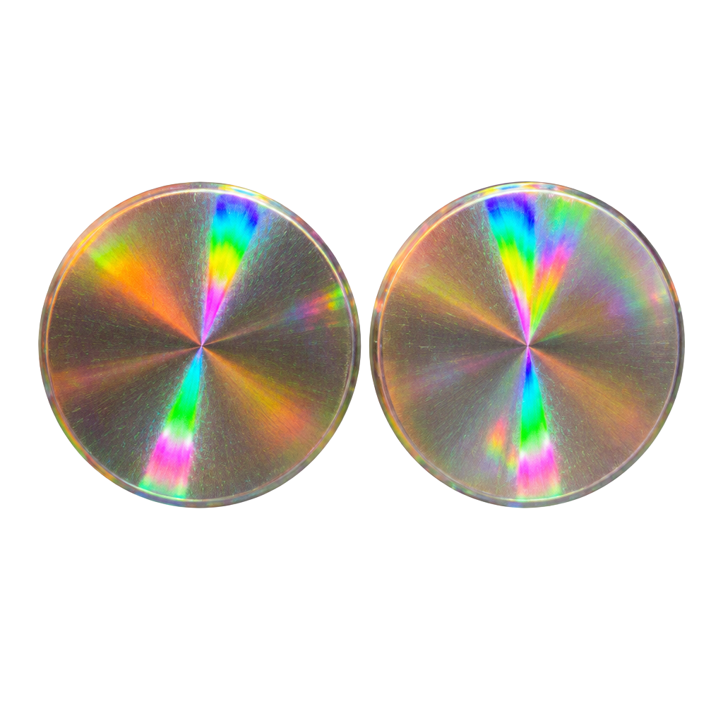 Vintage Mid Century Holographic Iridescent Clip-On Earrings 1