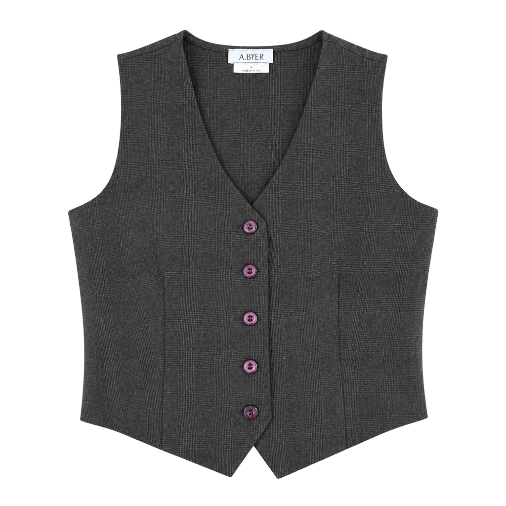 Vintage A. BYER Brown Plaid Button-Down Suit Vest 1
