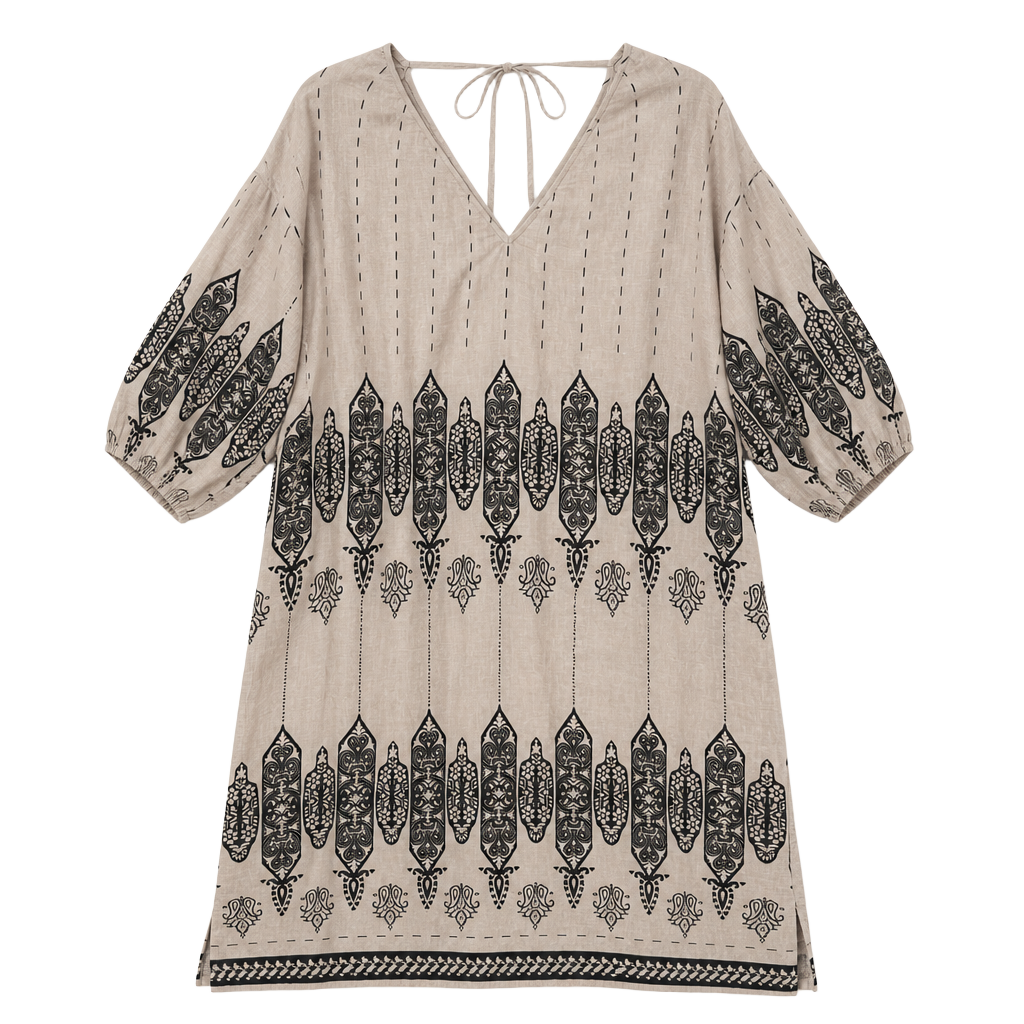 Banana Republic Embroidered Linen V-Neck Dress 1