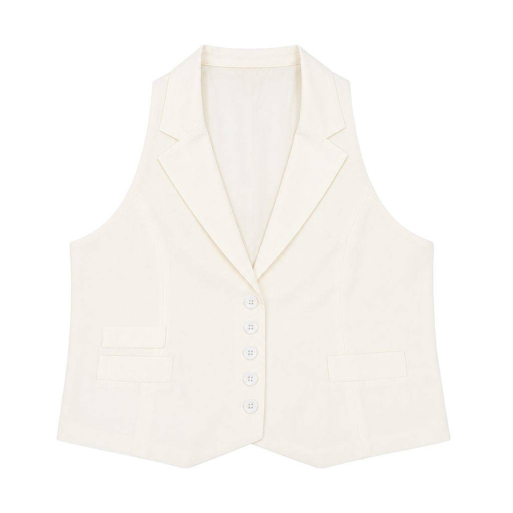Twelfth Street by Cynthia Vincent Ivory Halter Neck Button-Up Vest 1