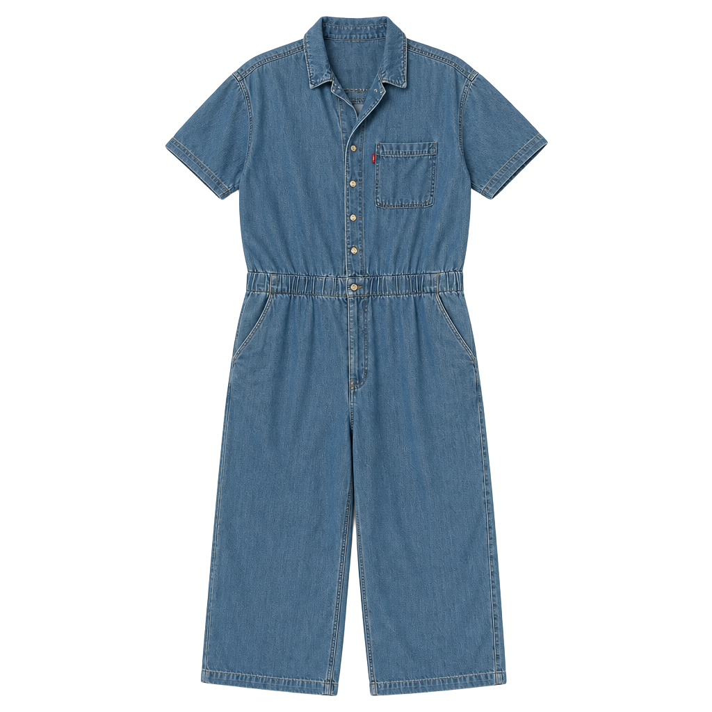 Levi's Short Sleeve Heritage Denim Jumpsuit in Medium Wash 1