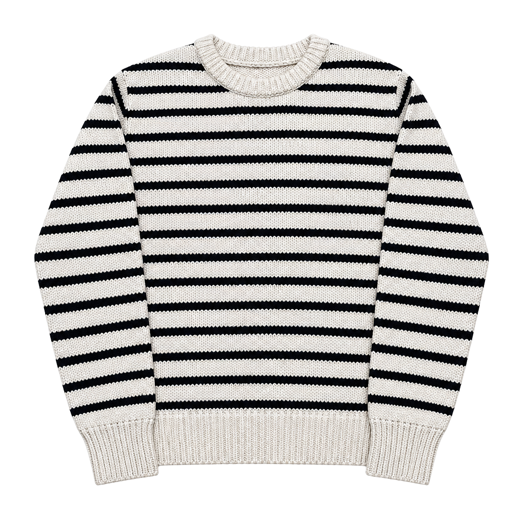 Zara Striped Knit Sweater Size Small Cream Navy 1