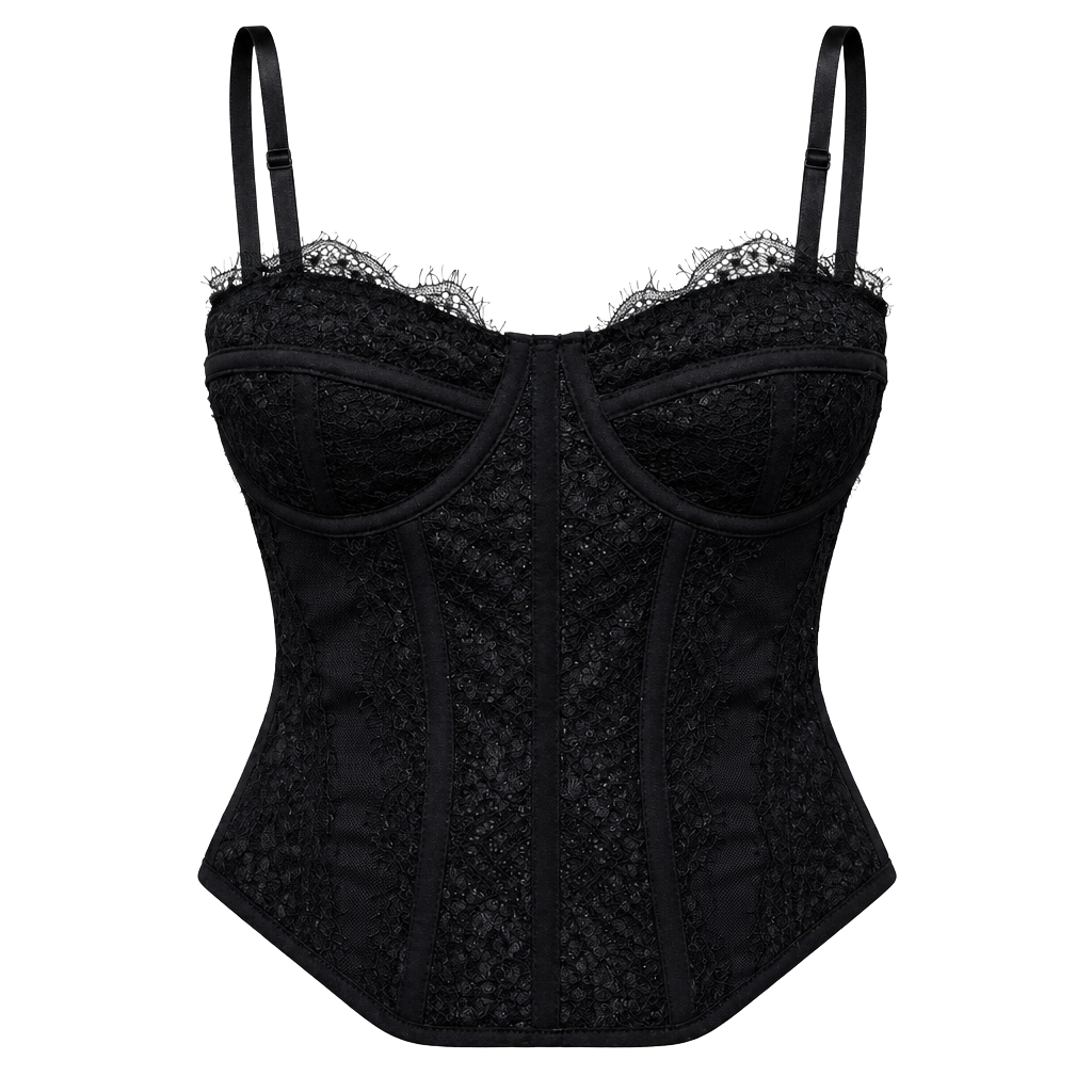 Shein BAE Black Lace Corset Bustier Top Size S 1