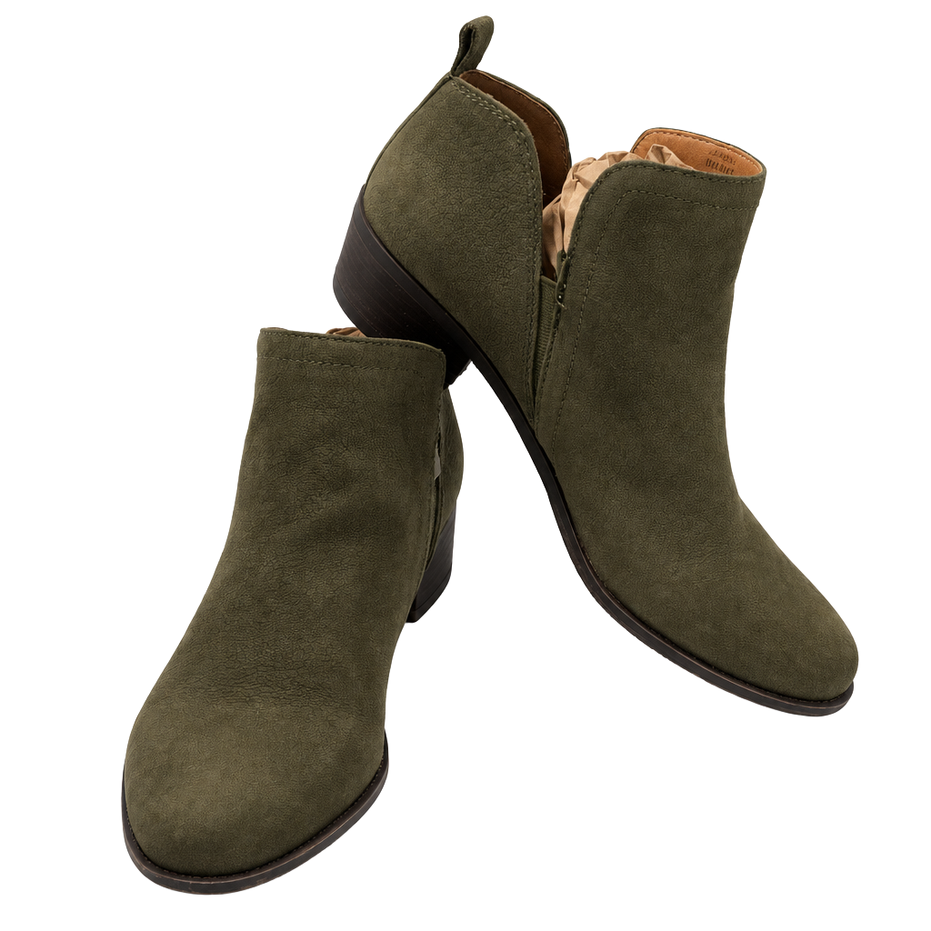 Lucky Brand Bollo Ankle Boots Womens 10M Olive Green Leather Booties 1