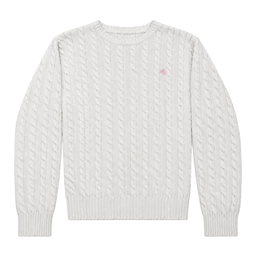 Lauren Ralph Lauren Cable Knit Sweater Women’s Size L White 1