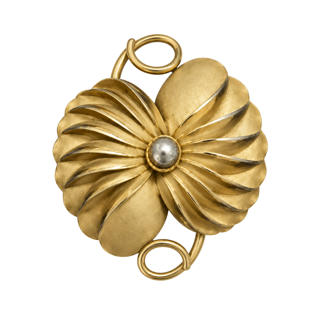 Vintage Abstract Gold Tone Floral Flower Brooch Pin 1