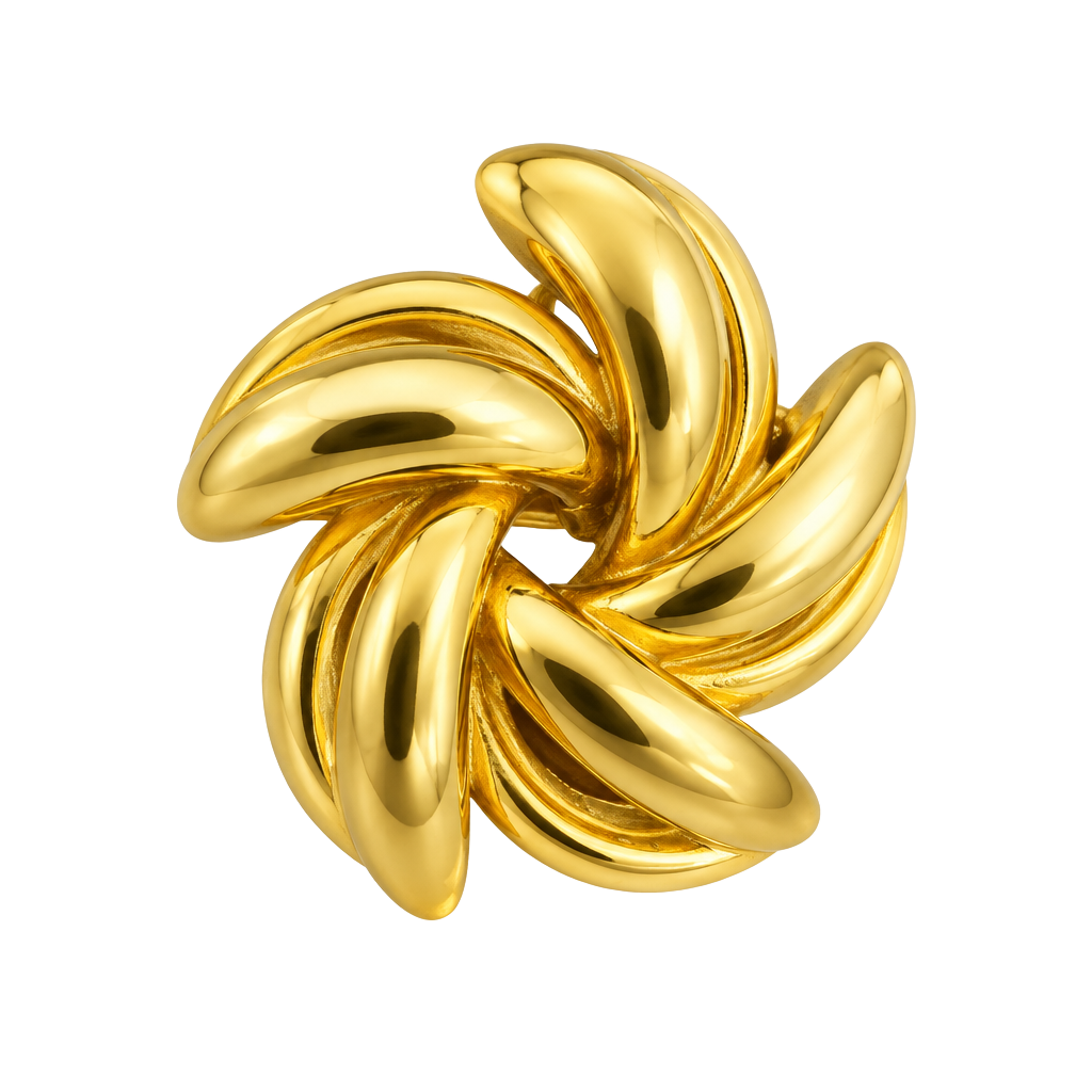 Vintage Gold Tone Swirl Pinwheel Brooch Starburst Pin 1